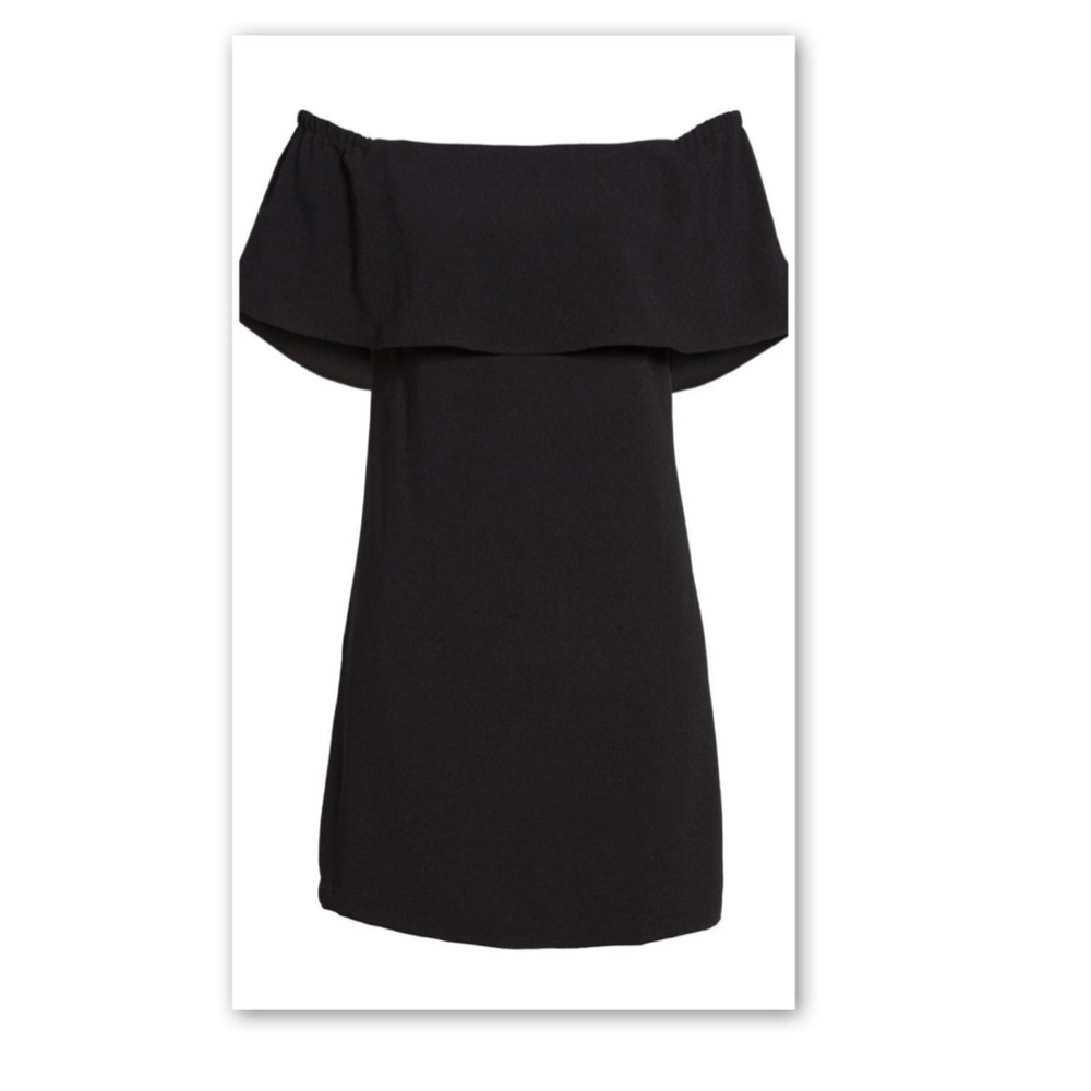 Charles Henry Off Shoulder Ruffle Black Mini Dress - Picture 5 of 7